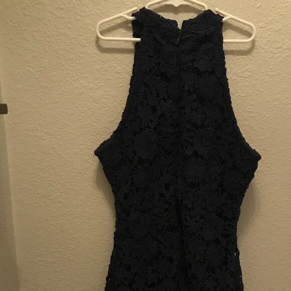 LULUS Love Poem Navy Blue Lace Mini Dress SIZE M - Picture 4 of 5